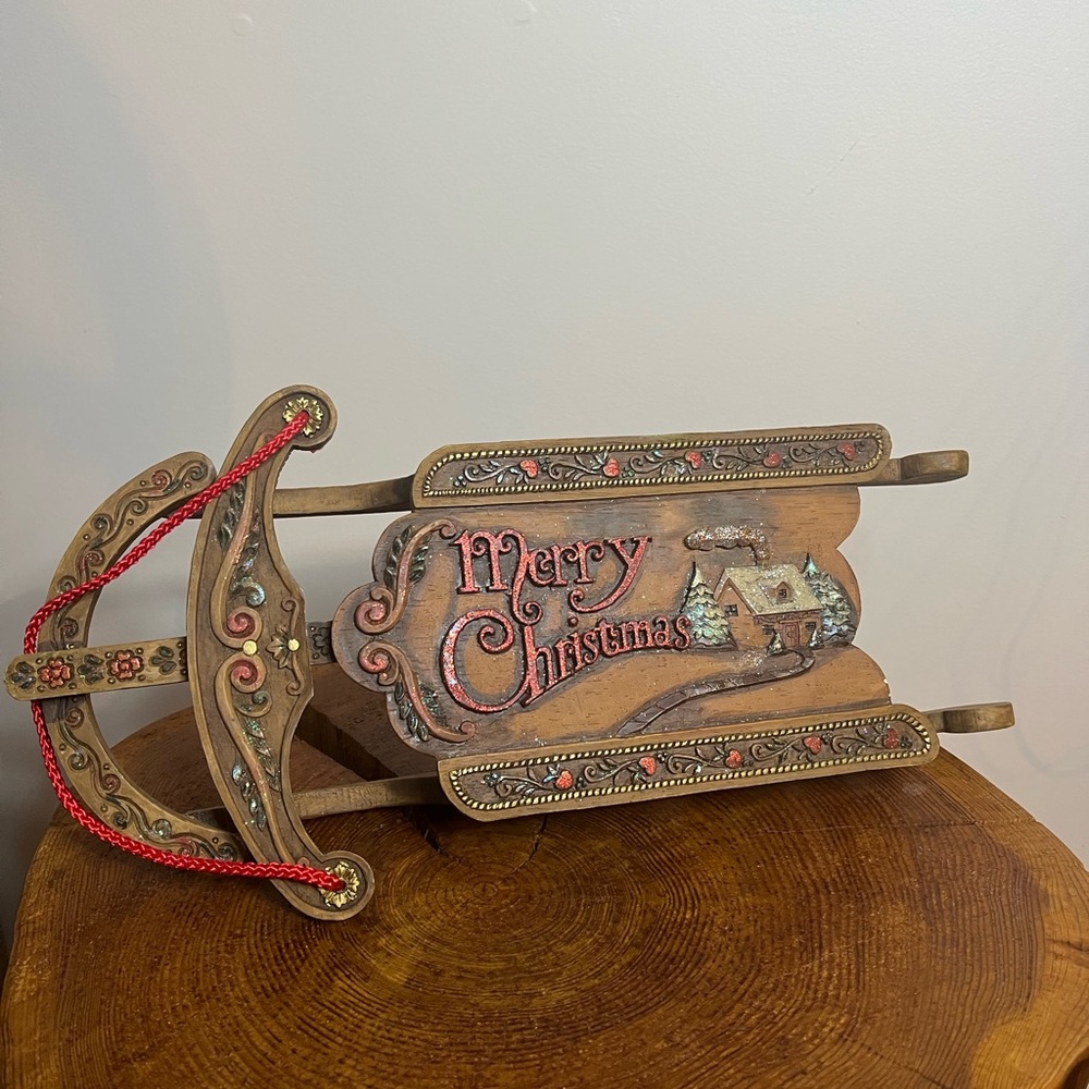 Abbot Decorative Wooden Merry Christmas Sign Sled